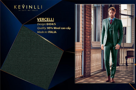 E434/5 Vercelli CXM - Vải Suit 95% Wool - Xanh Dương Trơn